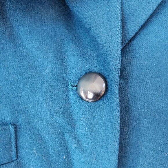 VTG Pendleton 100% Virgin Wool Teal Blazer Jacket Made in USA Women's 12 - Picture 4 of 6